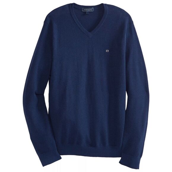 New! CROWN & IVY Men's Pique Cotton Cashmere Pullover Sweater Blue Size XL - Picture 1 of 1